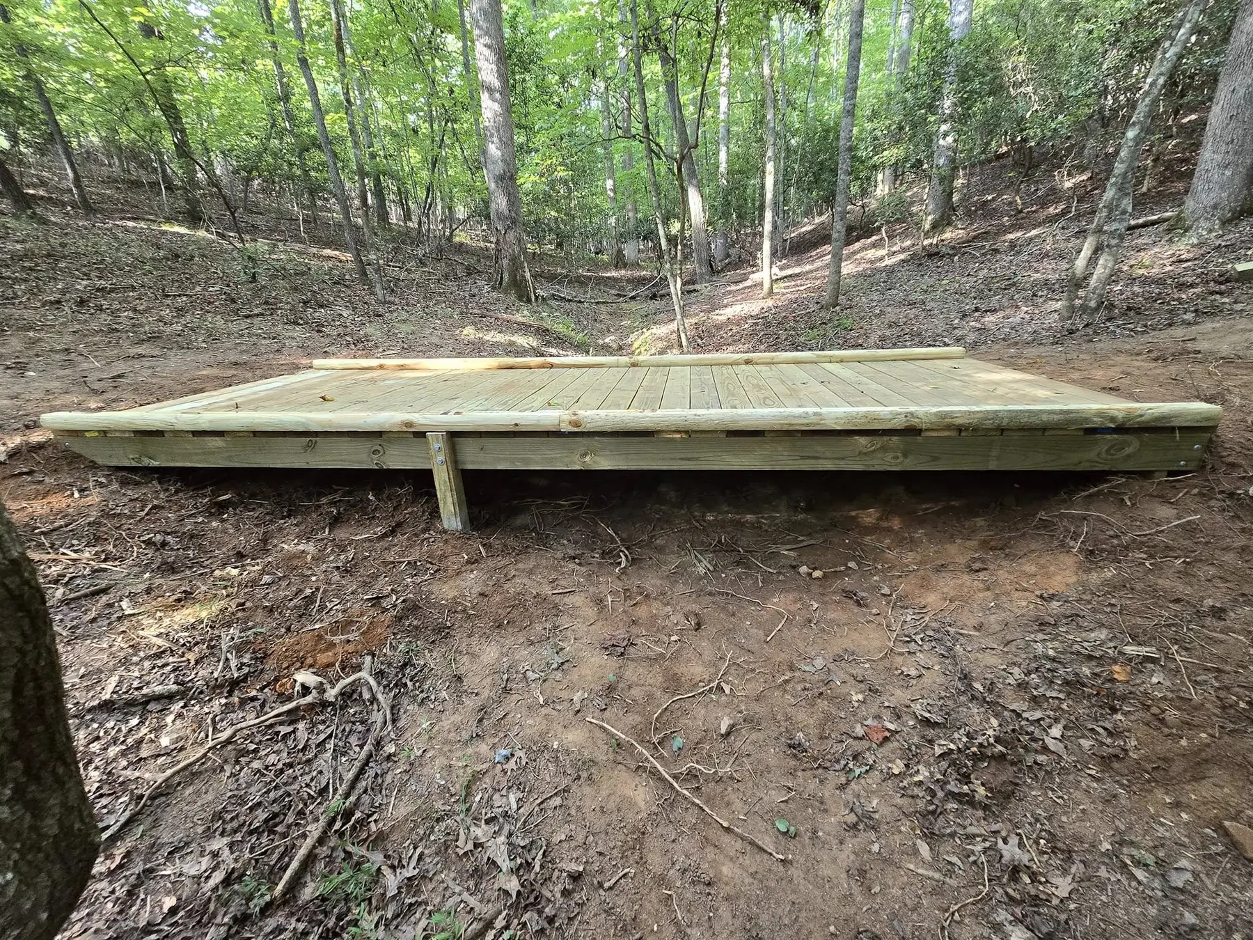 Side view of the reinforced woodland trail bridge
